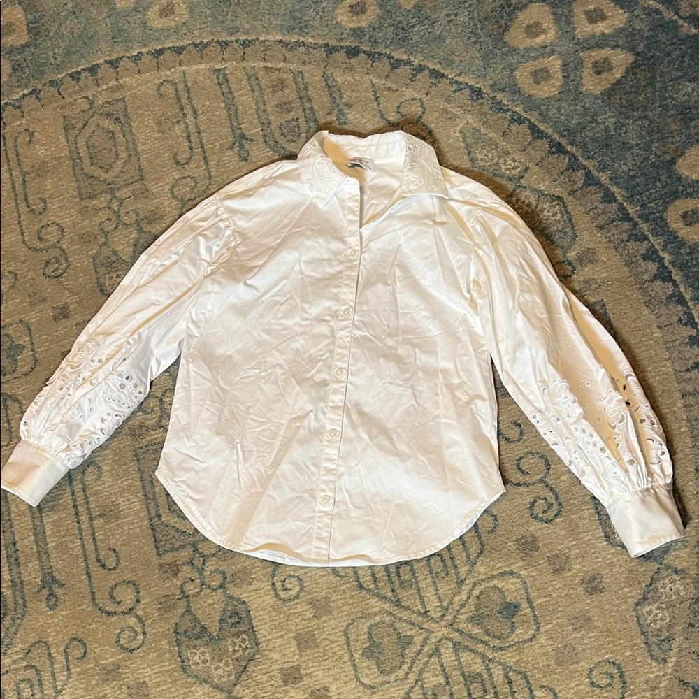 kate spade White Embroidered Collar Blouse